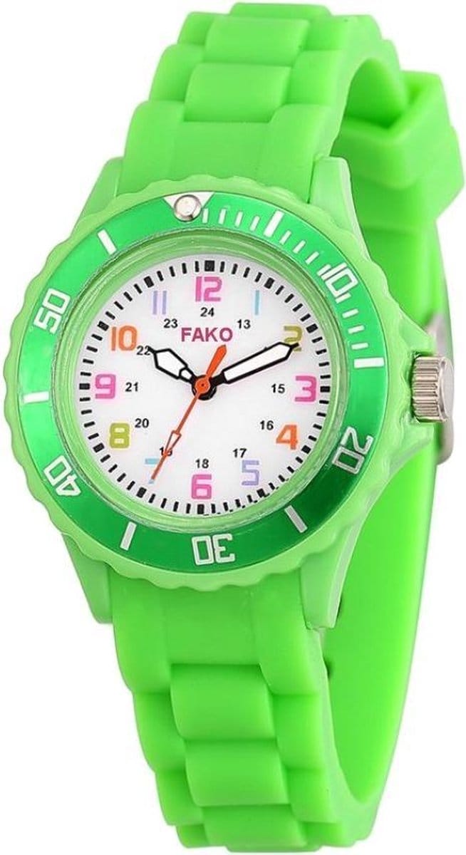 Fako® - Kinderhorloge - Siliconen - Regenboog - Groen