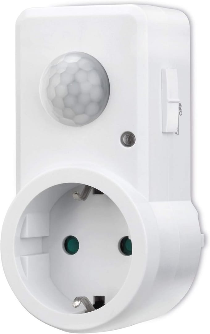 Infrarood Bewegingsmelder voor Stopcontact met LED - 120° Scans, IP20 Schemeringssensor