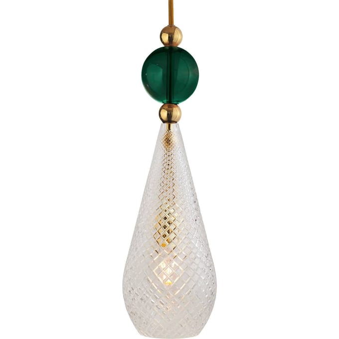 EBB & FLOW Smykke L goud kristal ruit groen balletje