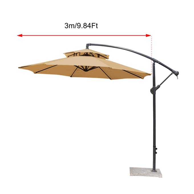 3 Mètres Double Toit Parasol Tissu de Rechange Extérieur Cour Jardin Parasol