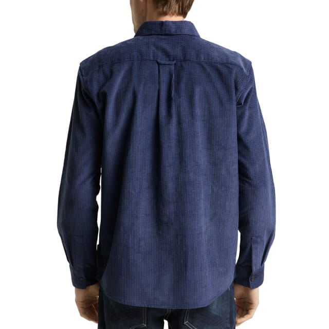 Tom Tailor - Comfort fit corduroy overhemd met borstzak - Maat L - ocean blue