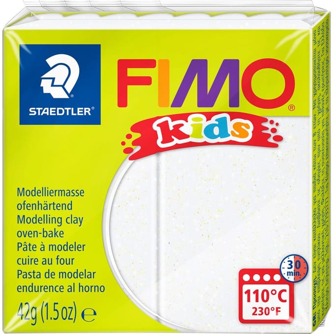 Fimo Kids boetseerklei 42g glitterwit Klei