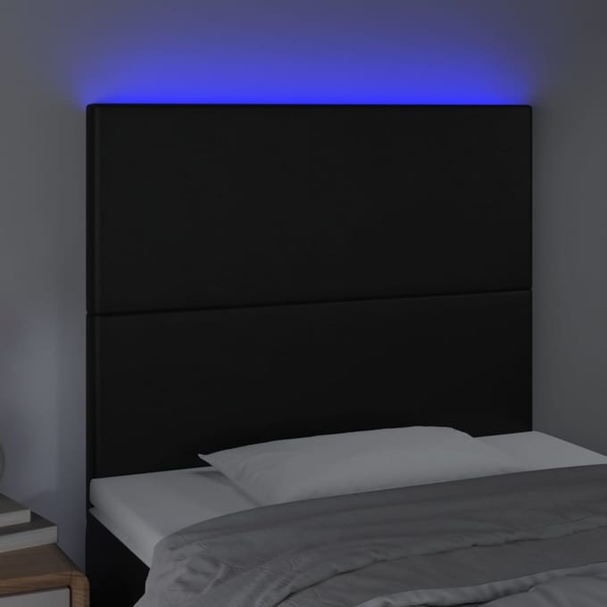 vidaXL - Hoofdbord - LED - 90x5x118/128 - cm - kunstleer - zwart
