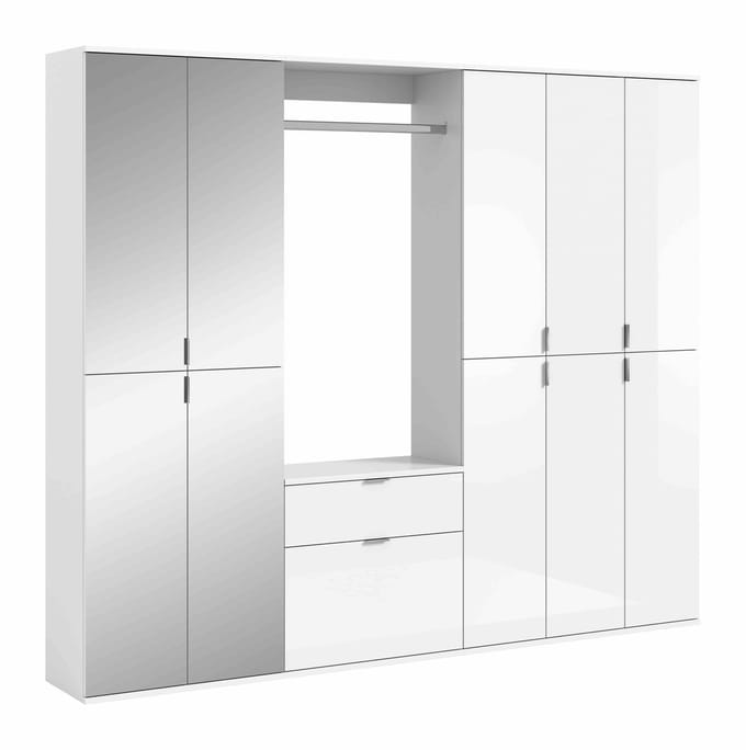 Projectxcombinatie witte hoogglans spiegel - 34x213x193cm