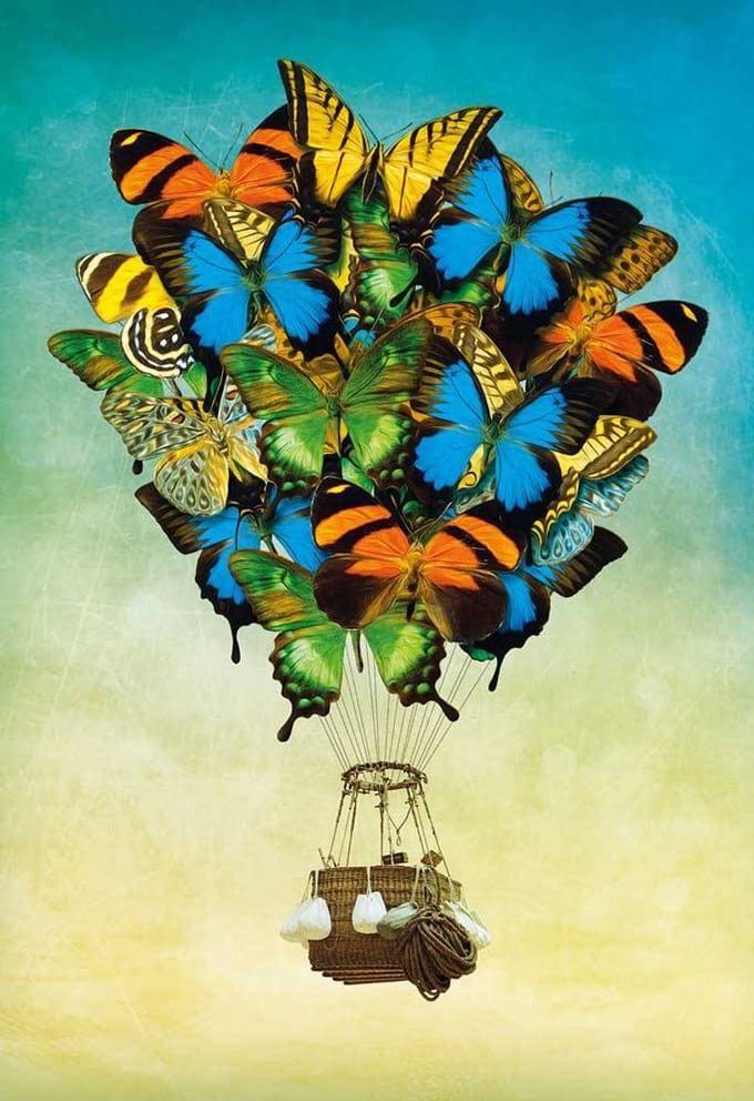 Magnolia legpuzzel Butterfly Balloon - 1000 stukjes kleurrijk speelgoed.