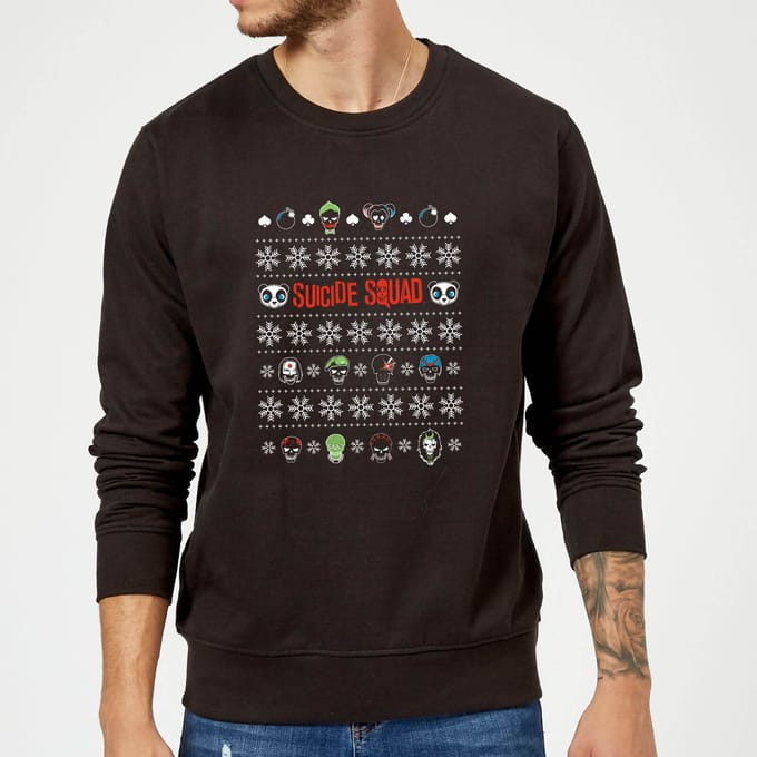 DC Comics Suicide Squad Karakters Kersttrui - Zwart - M