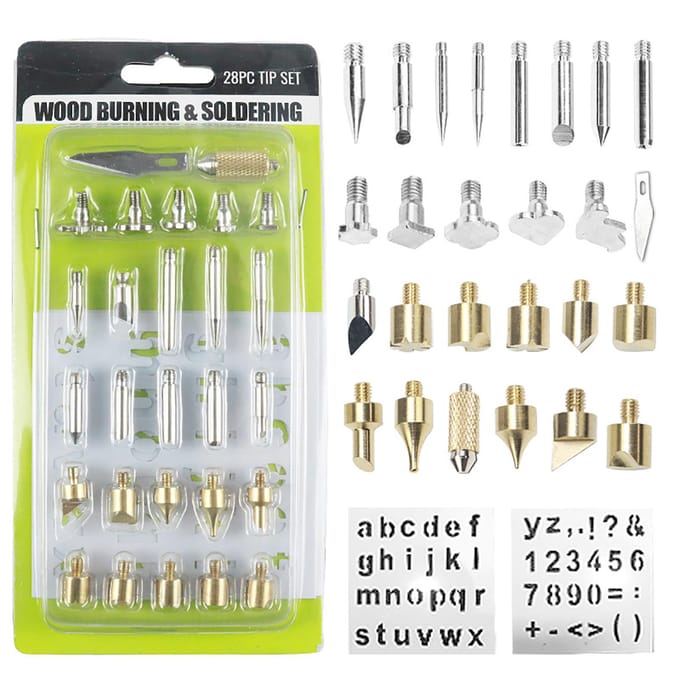 Houtbranden Pyrografie Kit 26 Stuks Pyrografie Punten Houtbranden Solderen Beitelpunten Handgemaakt zilver/goud