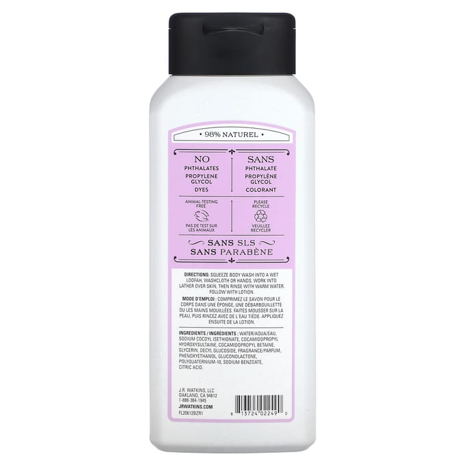 J R Watkins, Body Wash, Lavender, 18 fl oz (532 ml) white