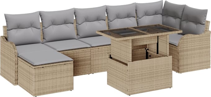 vidaXL - Tuinbank - Set - 8 - st - Beige - [Synthetisch]: - Poly - Riet