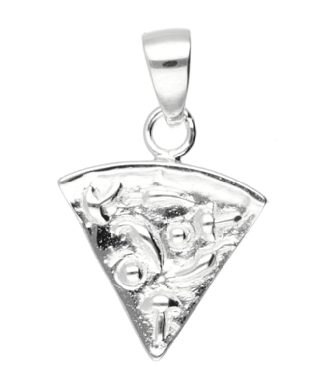 Zilveren Pizza punt slice kettinghanger