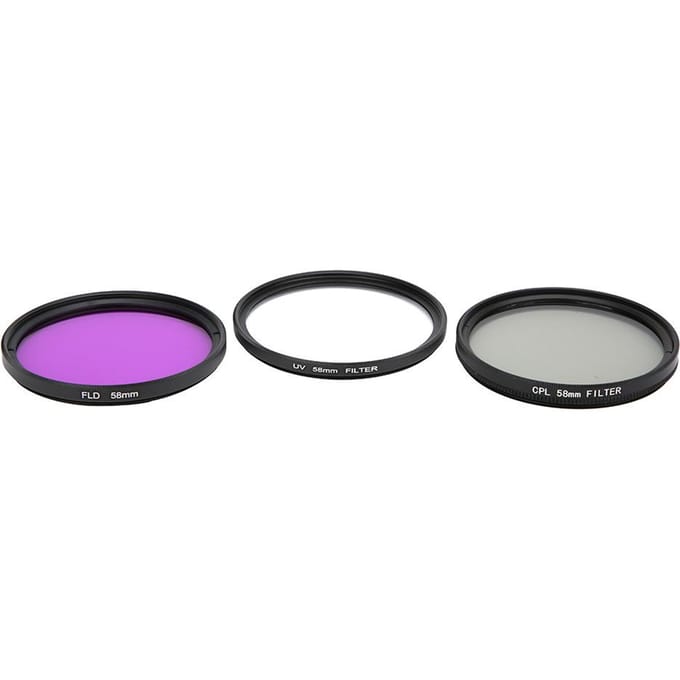 58mm Optisch Glas Lensfilter Kit UV CPL FLD met Opbergtas voor DSLR Camera gray