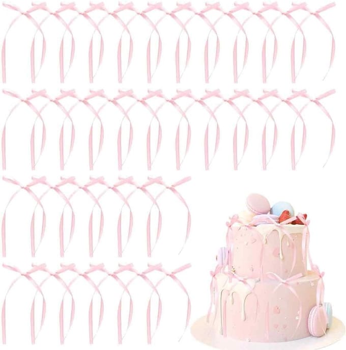 Cake decoraties 50 stuks - roze wedding cake versiering - elegante strik - m-winkel