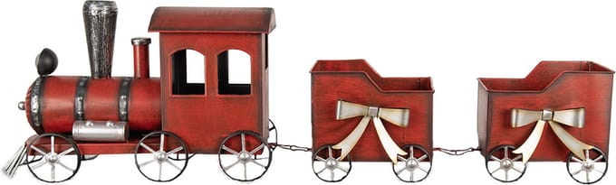 Clayre & Eef Kerstdecoratie Trein 94x18x28 cm Rood Metaal