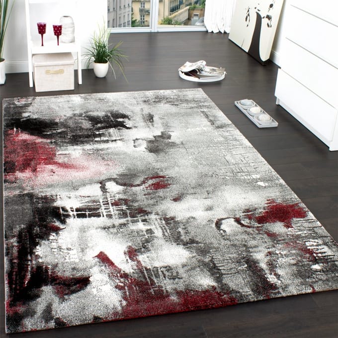 Paco Home Vloerkleed Modern Designervloerkleed Canvaslook Gemêleerd Grijs/Rood/Crème 200x290 cm