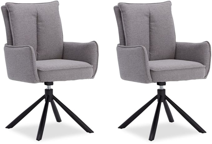 Homestyle4u Eetkamerstoelen - Set van 2 - Draaibaar - met armleuningen - Grijs