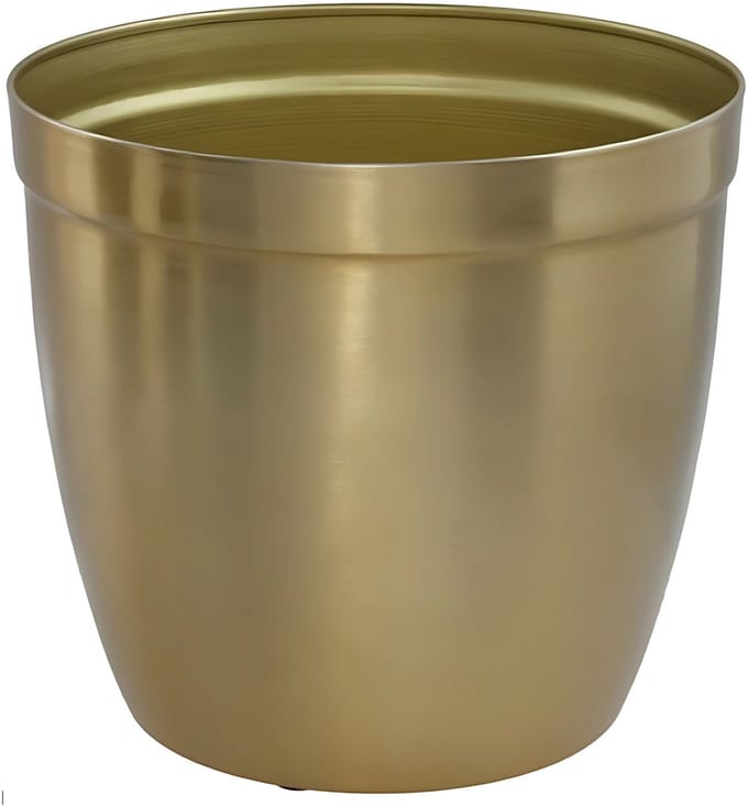 Gerimport bloempot Gea - goud - D23 cm - H21 cm - metaal - tuindecoratie
