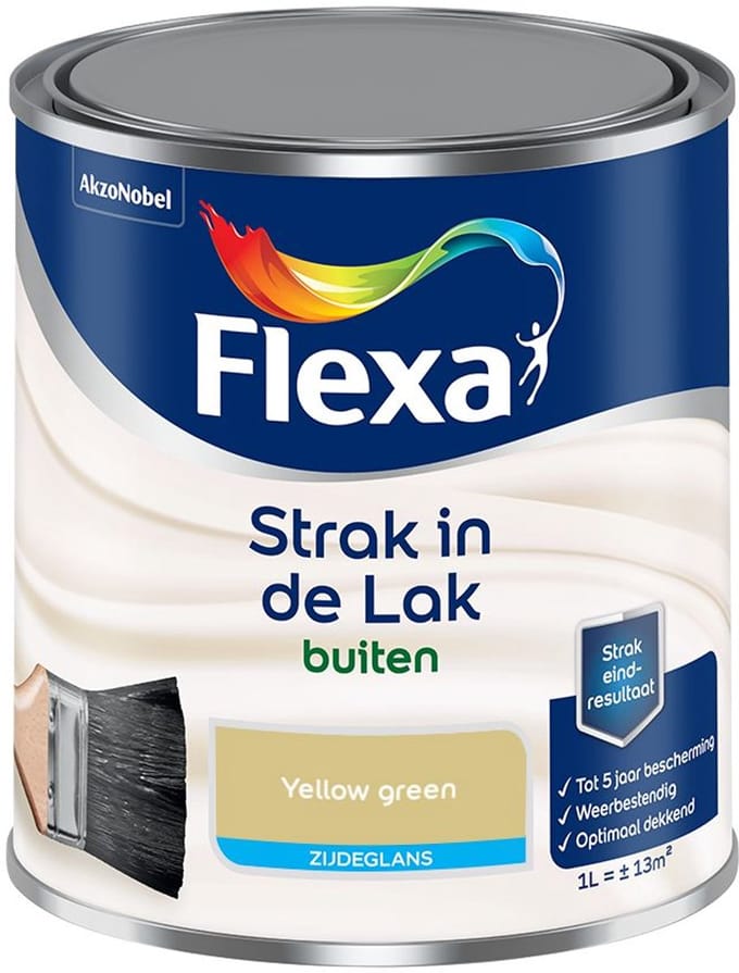 Flexa - Strak In De Lak Buitenlak Zijdeglans - Yellow Green - Mengverf - 1 L