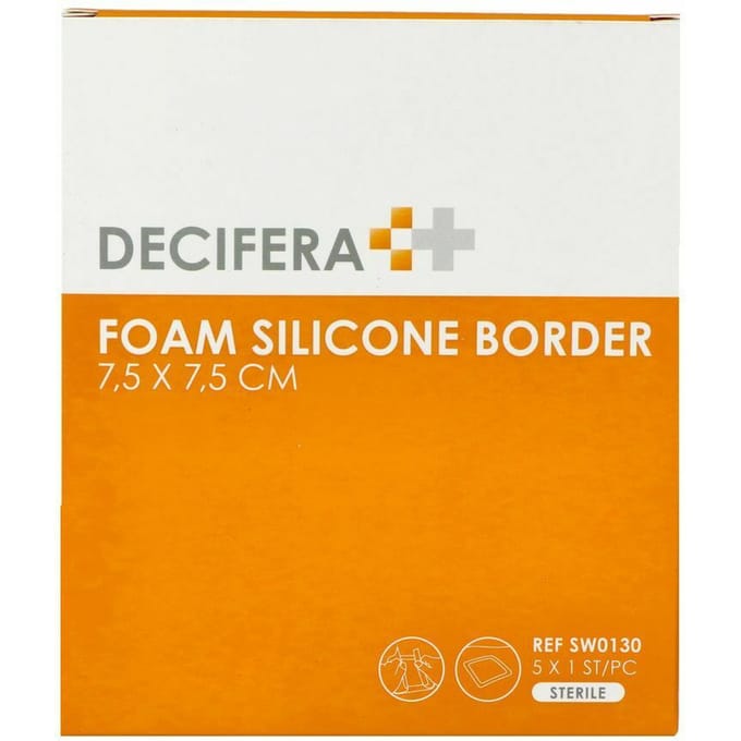 Decifera Foam Silicone border - Silicone wondpleister - 7,5 x 7,5 cm - 5St.