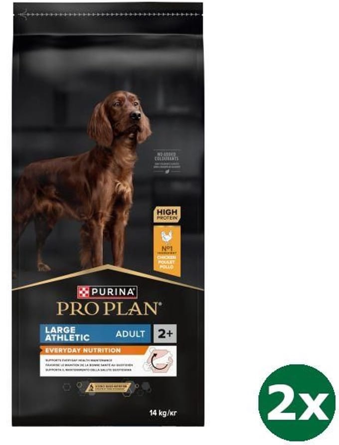 2x14 kg Pro plan dog adult large breed athletic hondenvoer