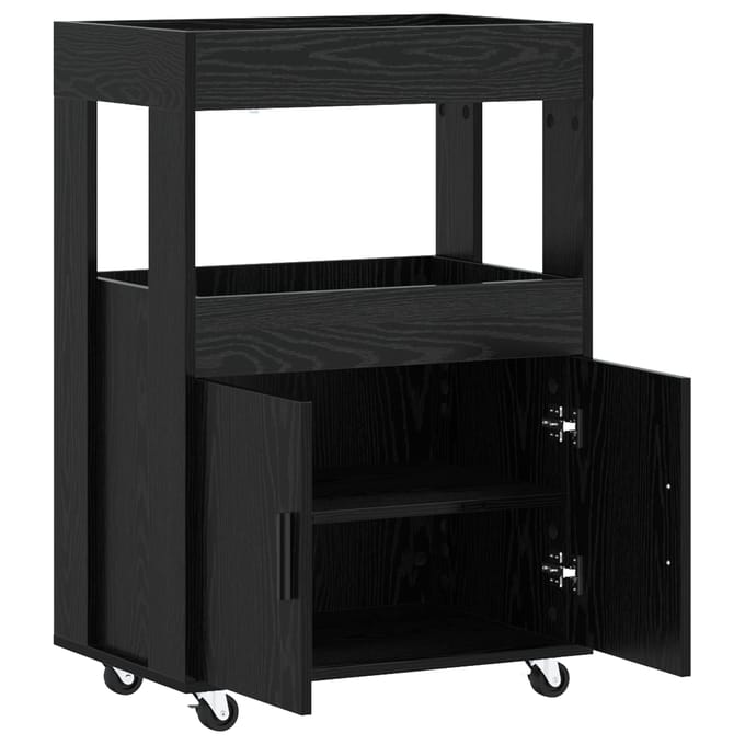 vidaXL - Bar - Kar - Zwart - eiken - 60 - x - 39.5 - x - 89 - cm - Bewerkt - hout