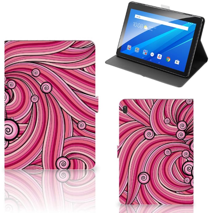 Lenovo Tab E10 Hoes Swirl Pink