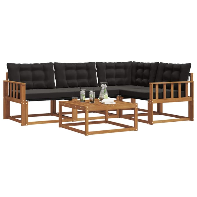 vidaXL - Buiten - bank - set - 5 - st - Naturel - en - Zwart