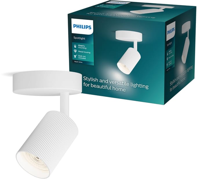 Philips Wyatt Opbouwspot - LED GU10 fitting - Richtbaar - 1 lichtpunt - ClickFix - Wit