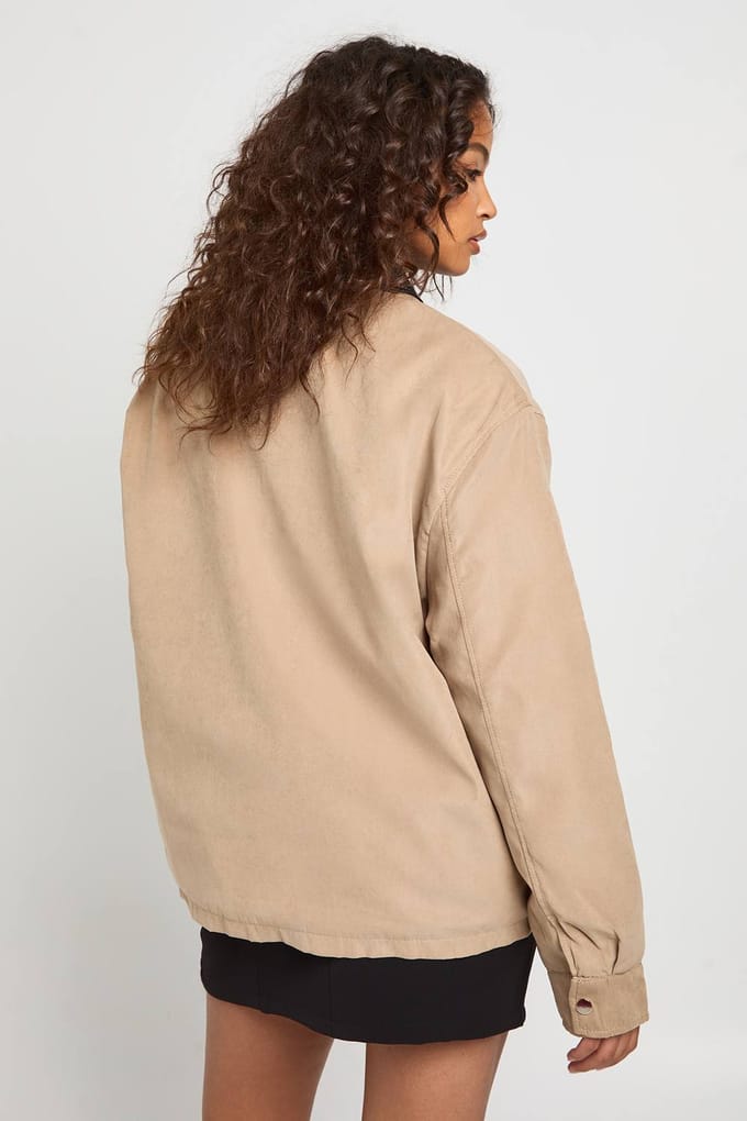 boohoo Dames Contrasterende kraag Oversized Schuurjas | Toffee | Maat: 10