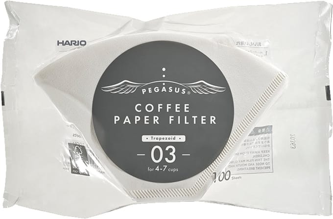 HARIO Pegasus Filterpapier - 03 Size - #4 - 100 Stuks - Wit - Koffiefilter