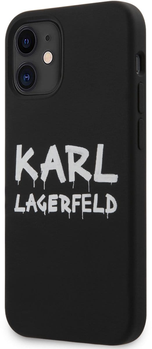 Zwart hoesje van Karl Lagerfeld - Backcover - iPhone 12 Mini - Graffiti