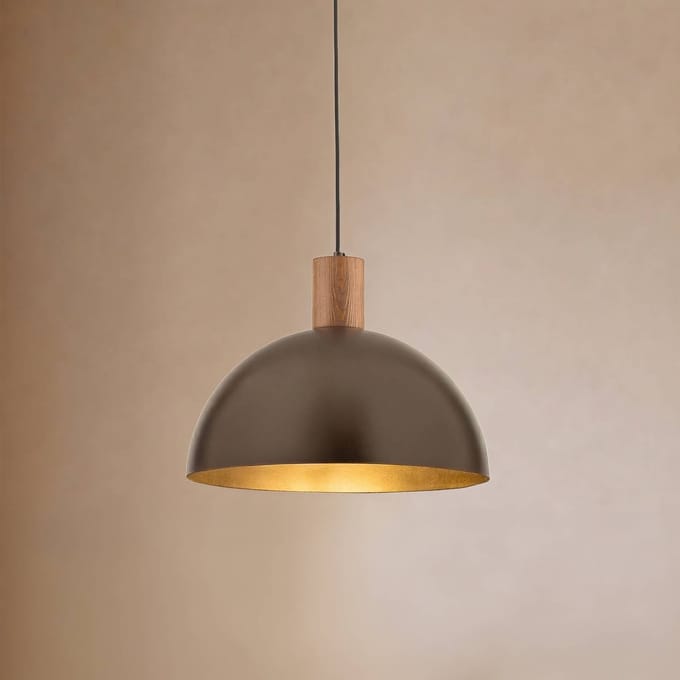 TK Lighting Hanglamp Oslo, bruin, metaal, Ø 34 cm, E27