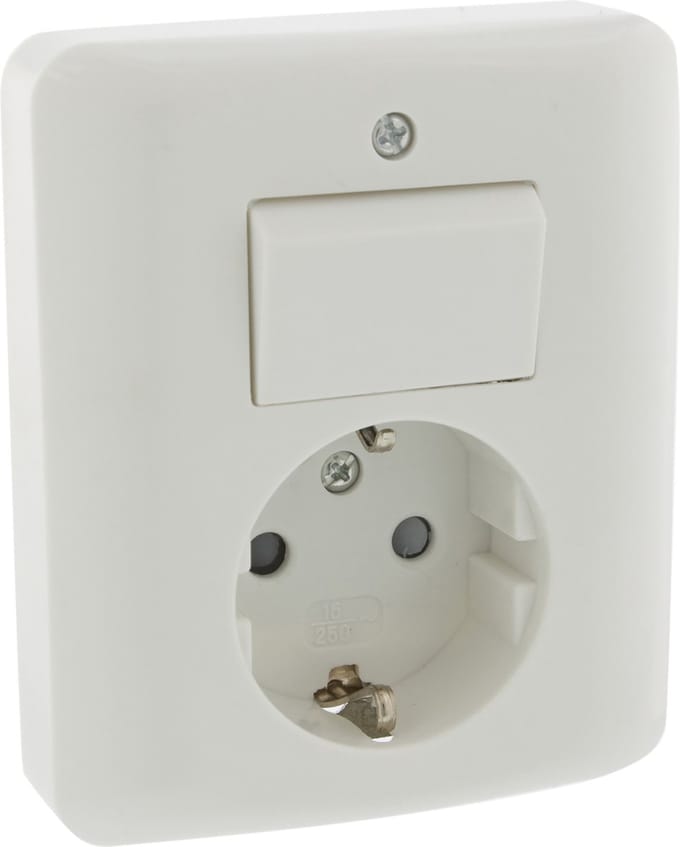 Uni Inbouw Combinatie - Stopcontact en Schakelaar - Wissel - Randaarde - Polarwit