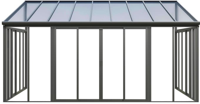 Vente-unique Aluminium en polycarbonaat veranda met UV-bescherming - 20,9 m² - antraciet - MATHILDA