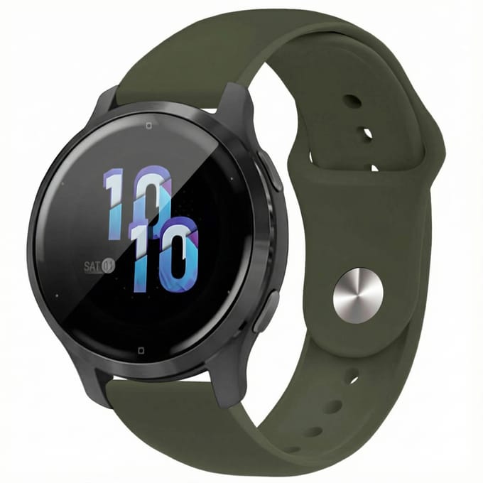 Siliconen Sport bandje - Universeel 22 mm aansluiting - Geschikt voor onder andere Geschikt voor Garmin Forerunner 20 mm / Fenix 5/6/7 / Vivoactive 4 - Olive Green