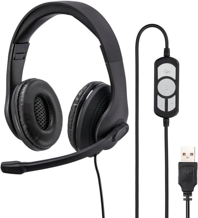 PC Headset - Computer Koptelefoon - Kantoor Werk - USB Connectiviteit - 30 Gram - Zwart