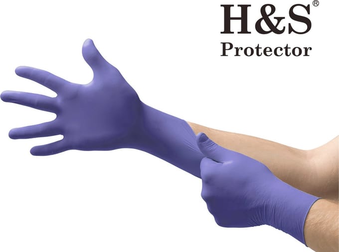 H&S PROTECTOR® - Nitril handschoenen - Wegwerp handschoenen - Violet - L - Poedervrij - 100 stuks