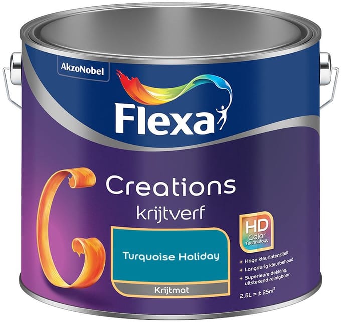 Flexa - Creations Muurverf Krijt - Turquoise Holiday - Mengverf - 2,5 L