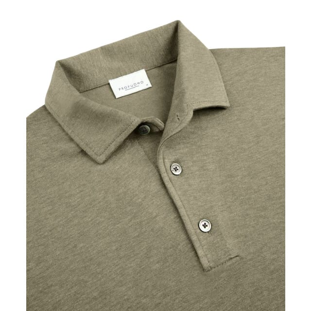 Profuomo Longsleeve Poloshirt Luxury Basic Groen - Maat XXL - Heren - Pullover