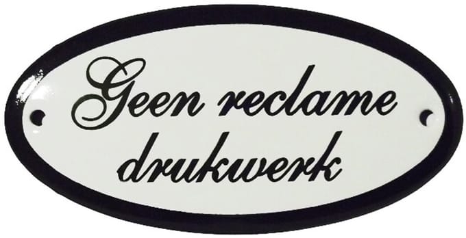 Deurbord Geen reclamedrukwerk