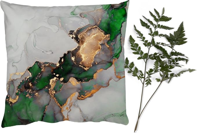 Sierkussens - Kussentjes Woonkamer - 60x60 cm - Marmer - Goud - Groen - Luxe