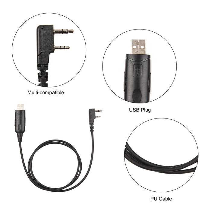 Câble de programmation USB Compatible avec le câble de programmation de talkie-walkie BAOFENG UV-5R pour noir