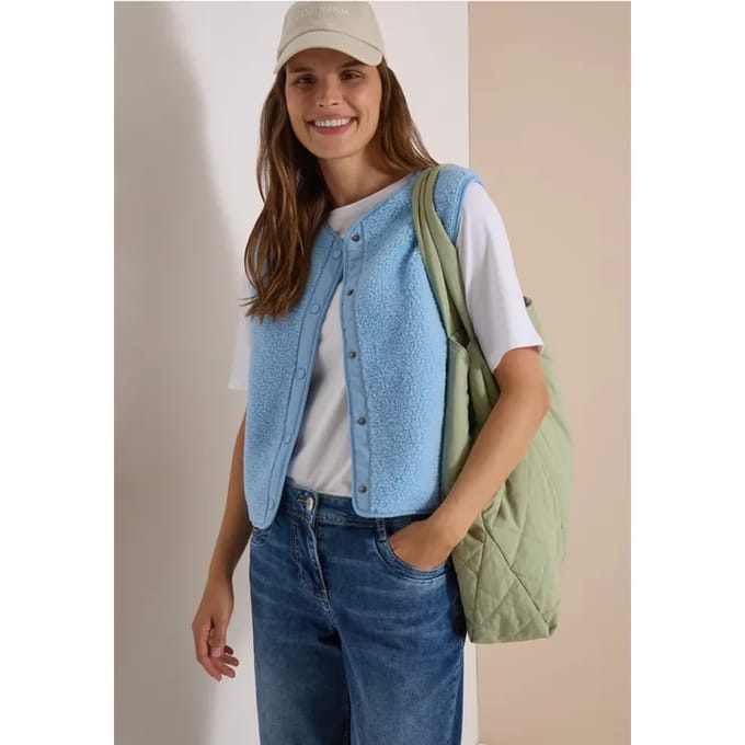 Teddy-vest met softshell-details