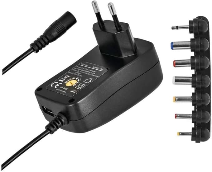 Emos Universele Stroom Adapter met USB 1000mA - 100-240V AC - 3-12V DC - 1.5M kabel - Zwart