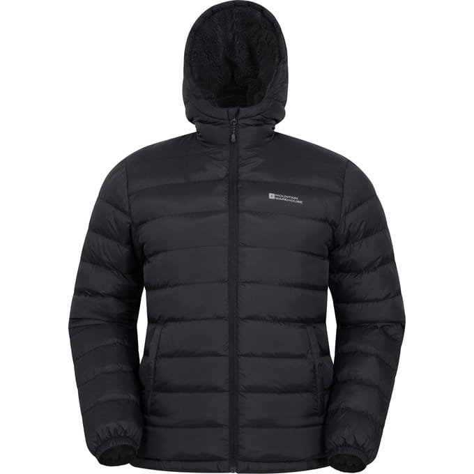 Mountain Warehouse Gewatteerde jas met imitatiebont voor heren (Zwart)