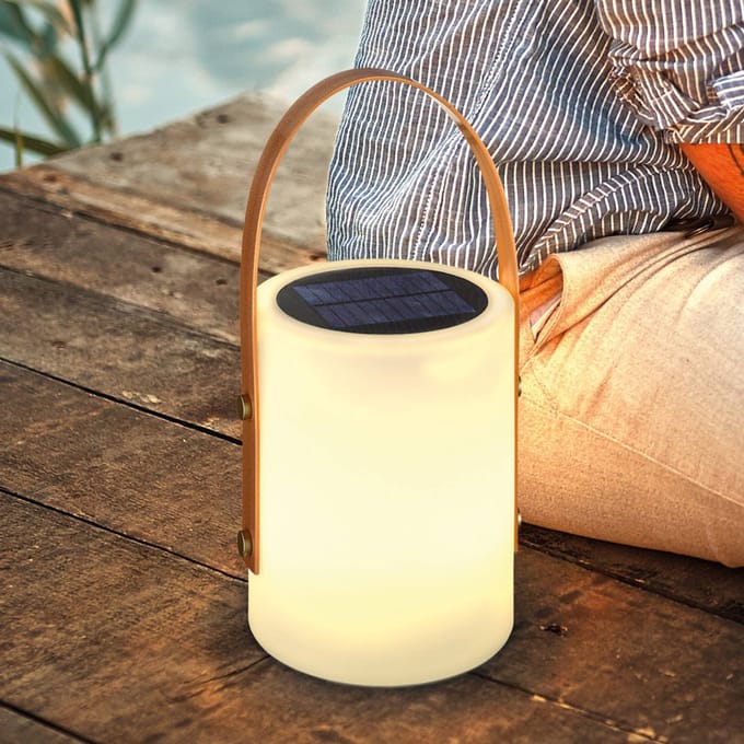 FHL Bari LED SOLAR buitentafellamp, buitenlamp met batterij 0.5W warm wit RGB kleurregeling dimbaar wit