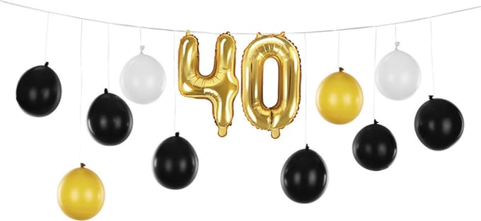 PartyDeco - Ballonslinger 40 jaar zwart-goud