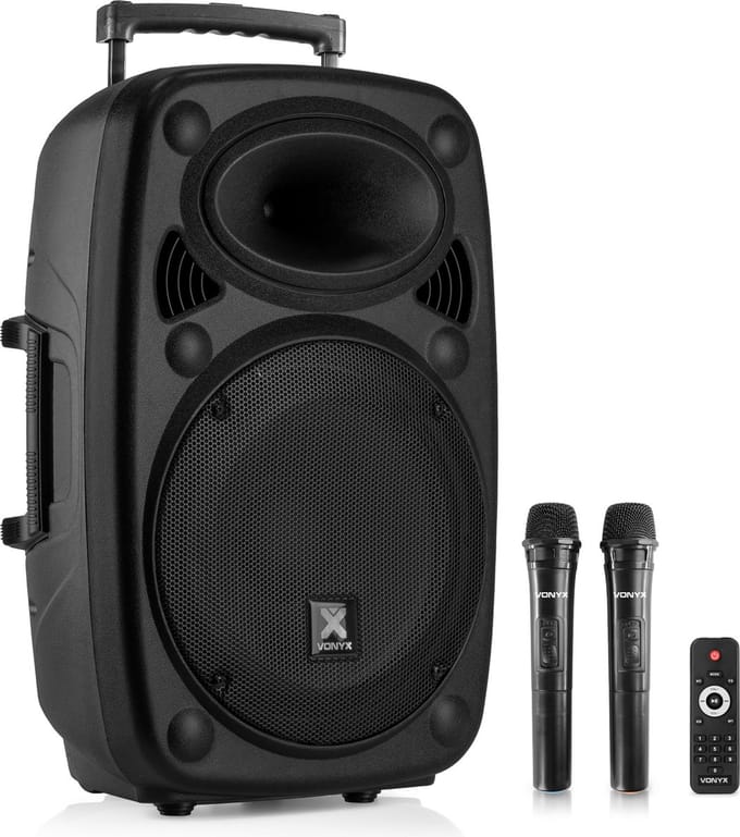 Party speaker Bluetooth - Vonyx Verve38 - 800 Watt - partybox op accu - 2 draadloze microfoons