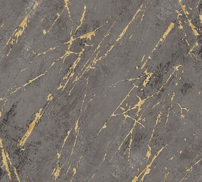 MARMER BEHANG | industrieel - Antraciet Goud Zwart - A.S. Création Elements 2