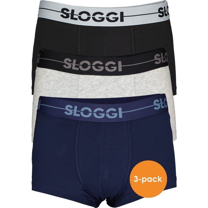 Sloggi Men - XL (7) Go 3Pack Hipster Zwart/Grijs/Blauw