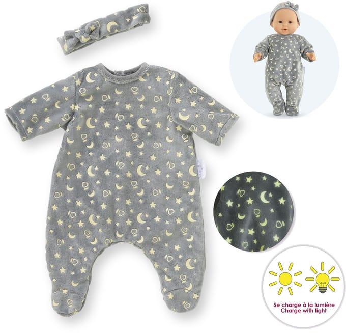 Corolle poppen pyjama glitter in het donker - haarband 36cm babypop.
